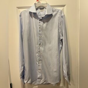 Suitsupply Men’s Blue and White Striped Dress Shirt